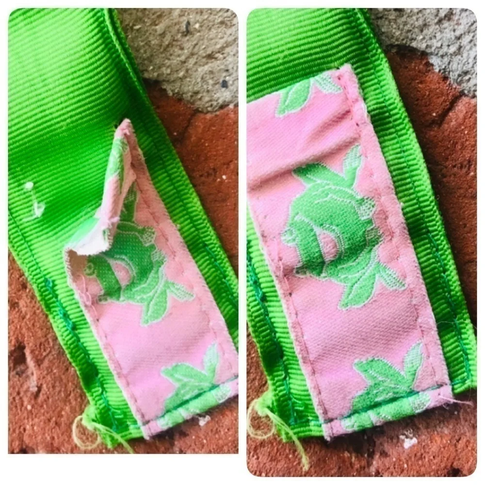 Pink & green preppy ribbon 80's frog belt